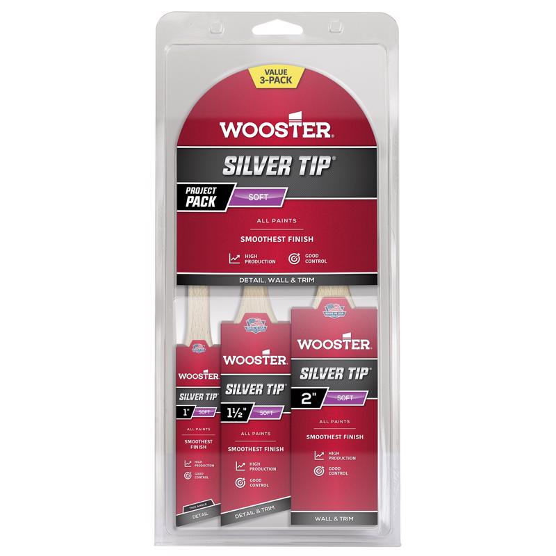 PAINT BRUSH SLVRTIP 3PK