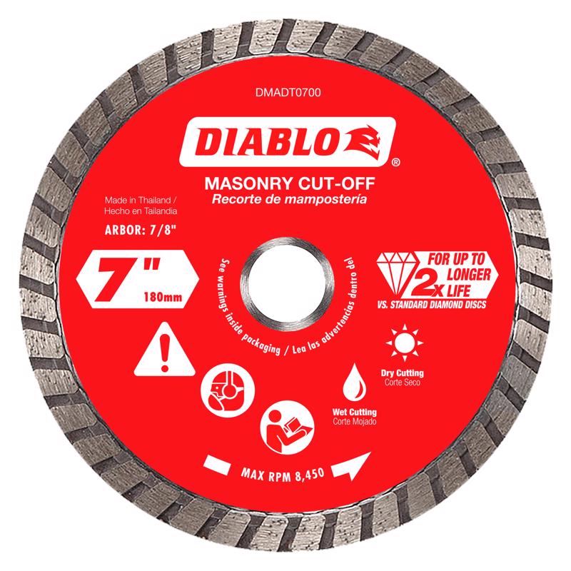 Diablo 7 in. D X 7/8 in. X .09 in. thick Diamond Masonry Cut-Off Disc 1 pk