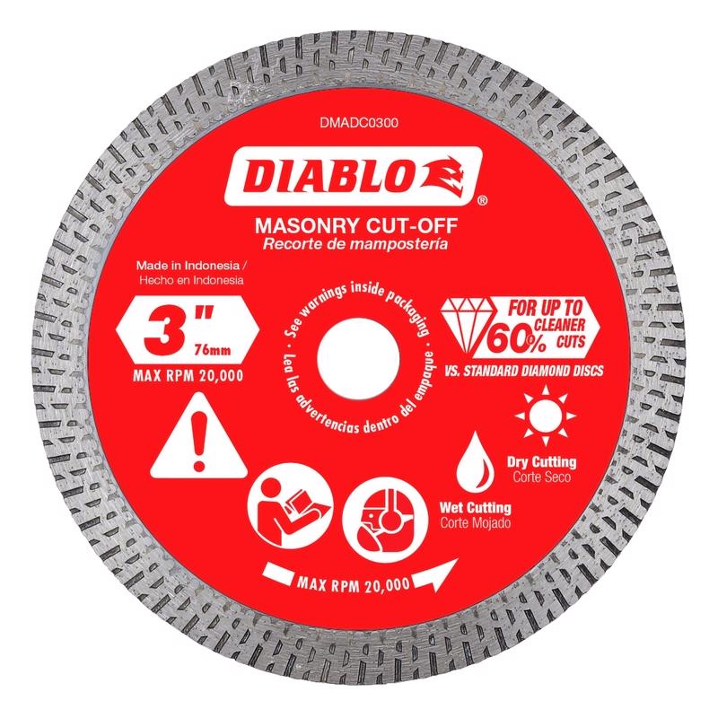 Diablo 3 in. D X 3/8 in. X 1.3 in. thick Diamond Masonry Cut-Off Disc 1 pk