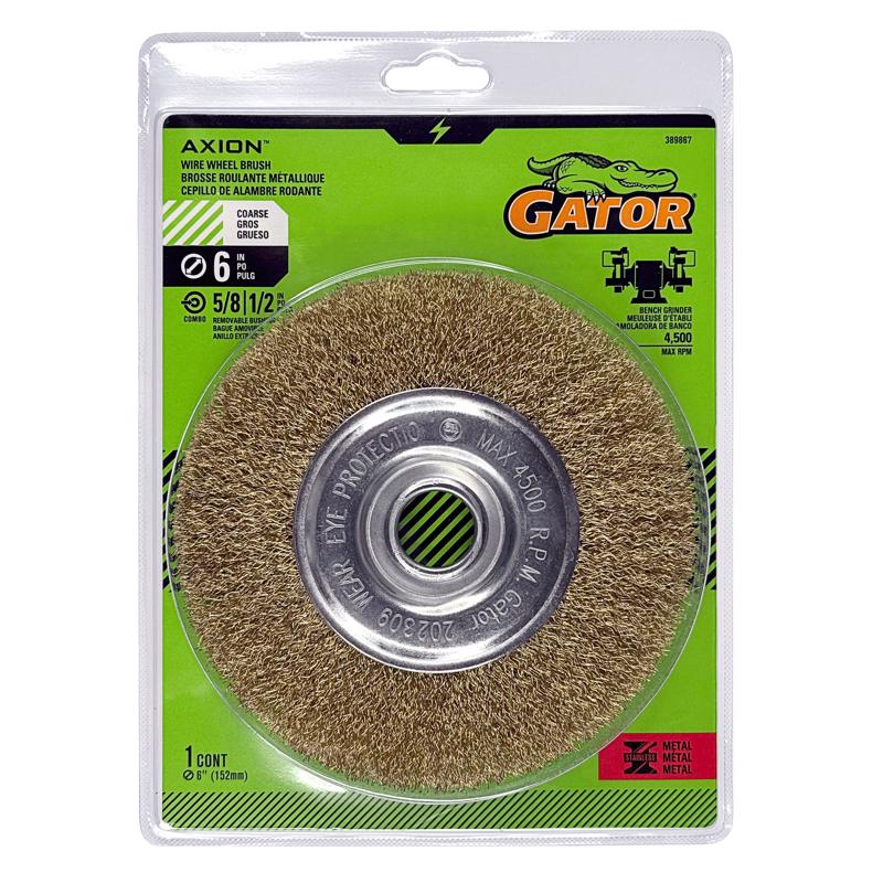 Gator 6 in. Coarse Crimped Wire Wheel Brush Brass Coated Steel 4500 rpm 1 pc