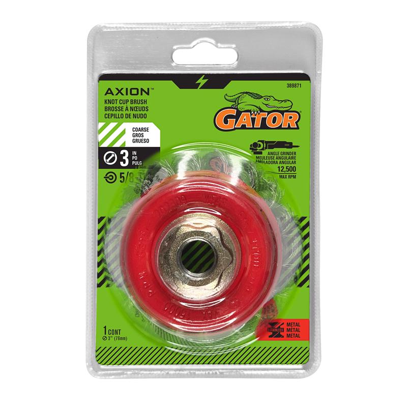 Gator 3 in. Coarse Knotted Wire Cup Brush Brass Coated Steel 12500 rpm 1 pc