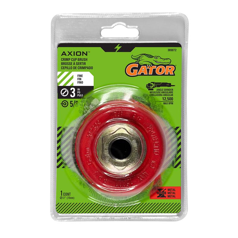 Gator 3 in. Coarse Crimped Wire Cup Brush Brass Coated Steel 12500 rpm 1 pc
