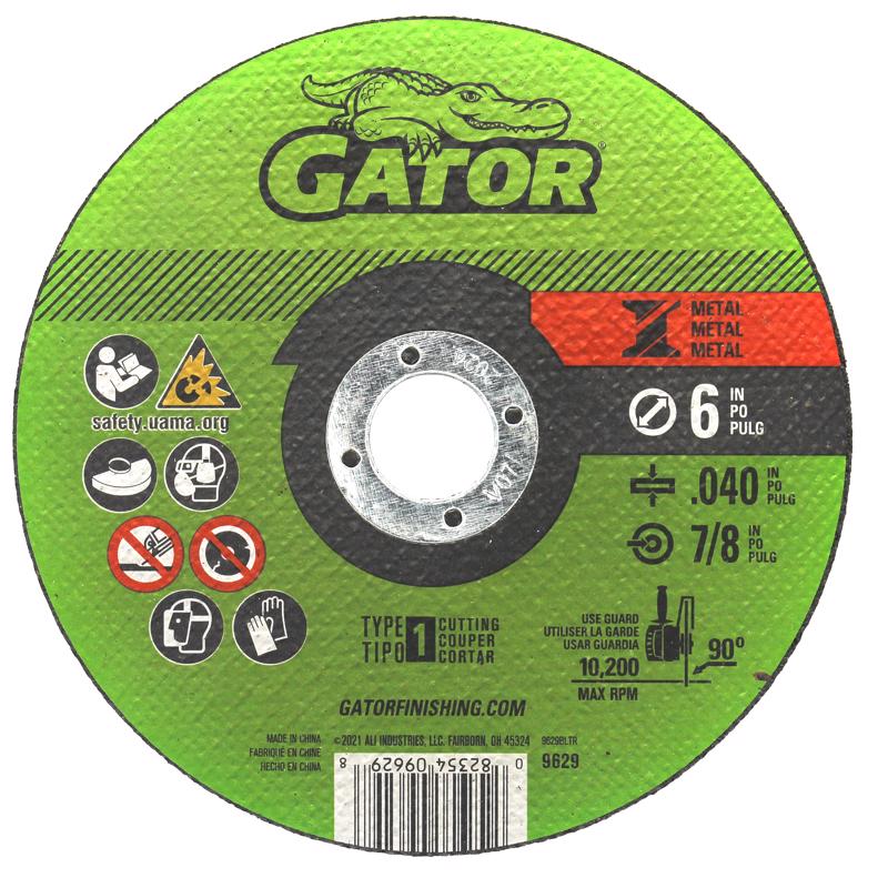 Gator 6 in. D X 7/8 in. X 0.040 in. thick Aluminum Oxide Type 1 Metal Cutting Wheel 1 pk