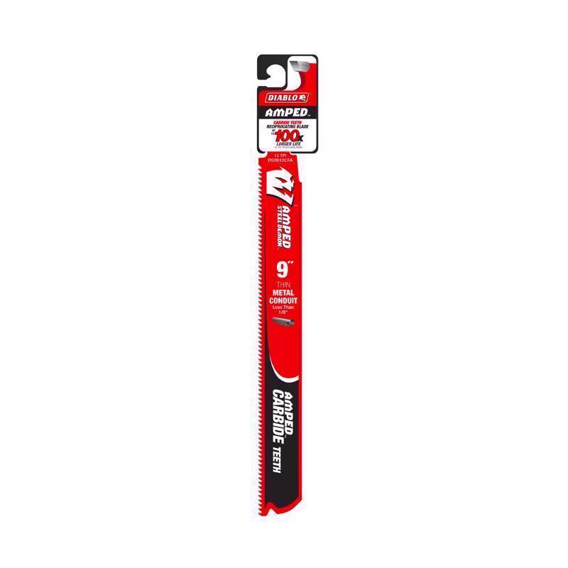 Diablo Amped Steel Demon 9 in. Carbide Tipped Reciprocating Saw Blade 12 TPI 1 pk