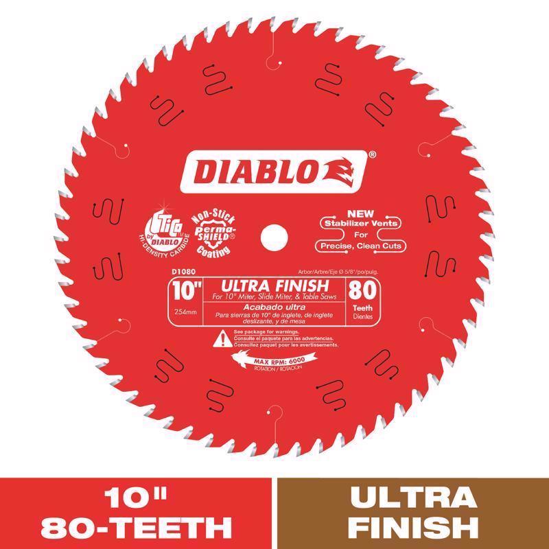 Diablo 10 in. D X 5/8 in. TiCo Hi-Density Carbide Circular Saw Blade 80 teeth 1 pk