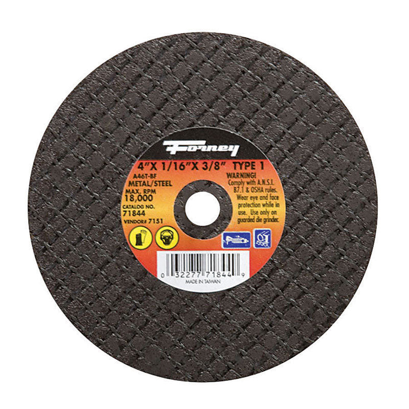 Forney 4 in. D X 3/8 in. X 1/16 in. thick Aluminum Oxide Metal Cut-Off Wheel 1 pc