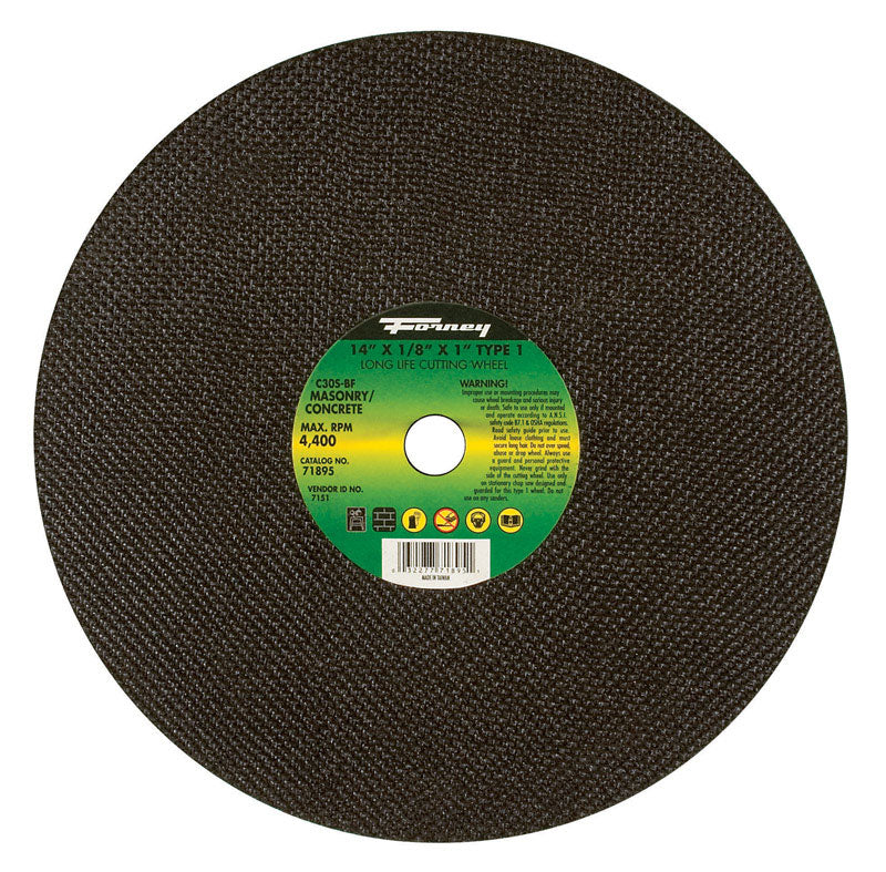 Forney 14 in. D X 1 in. X 1/8 in. thick Silicon Carbide Masonry/Asphalt Cutting Wheel 1 pc