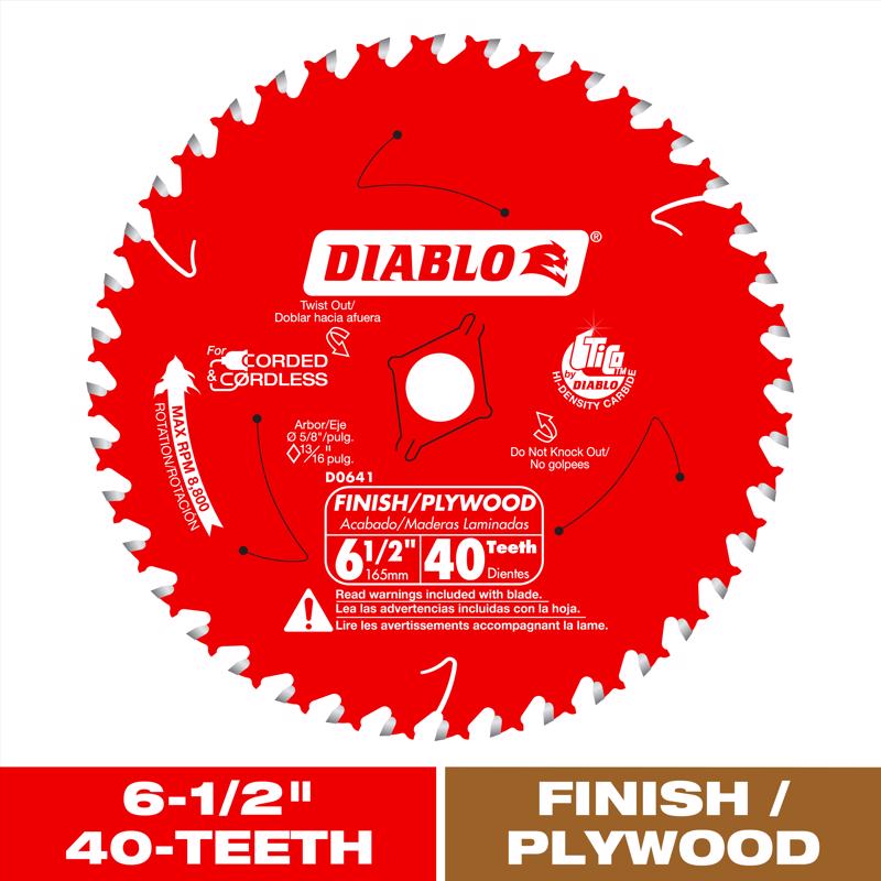 Diablo 6-1/2 in. D X 5/8 in. TiCo Hi-Density Carbide Finishing Saw Blade 40 teeth 1 pk