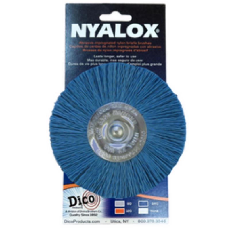 Dico Nyalox 4 in. Fine Crimped Mandrel Mounted Wheel Brush Nylon 2500 rpm 1 pc