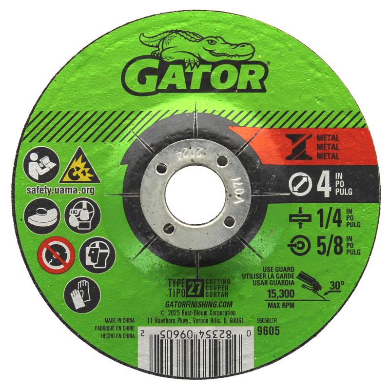 Gator 4 in. D X 5/8 X 1/4 in. thick Metal Grinding Wheel 1 pc