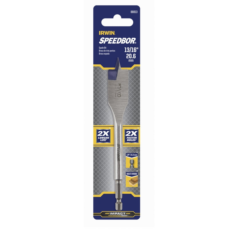 Irwin Speedbor 13/16 in. X 6 in. L Carbon Steel Wood Boring Bit Hex Shank 1 pc