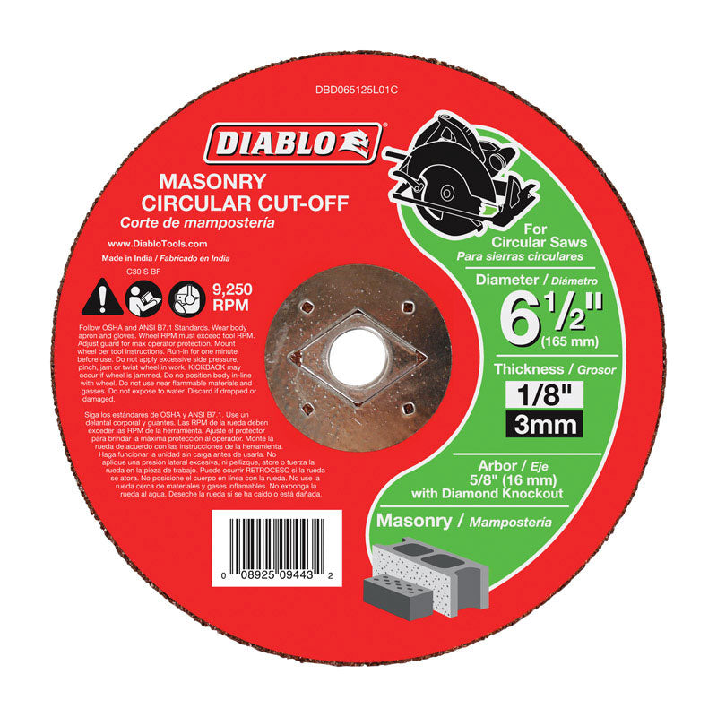 Diablo 6-1/2 in. D X 5/8 in. X 1/8 in. thick Silicon Carbide Masonry Circular Cut-Off Disc 1 pk