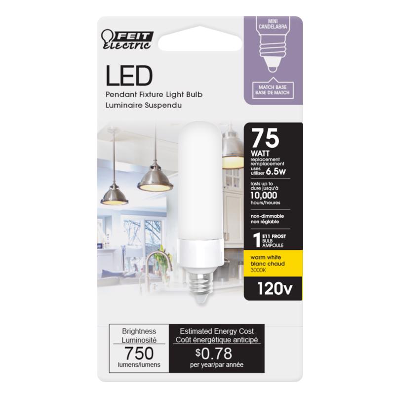 Feit T4 E11 LED Bulb Bright White 75 Watt Equivalence 1 pk