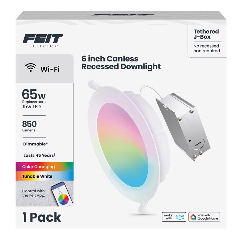 Feit Smart Home Frost White 6 in. W Aluminum LED Smart-Enabled Canless Recessed Downlight 15 W