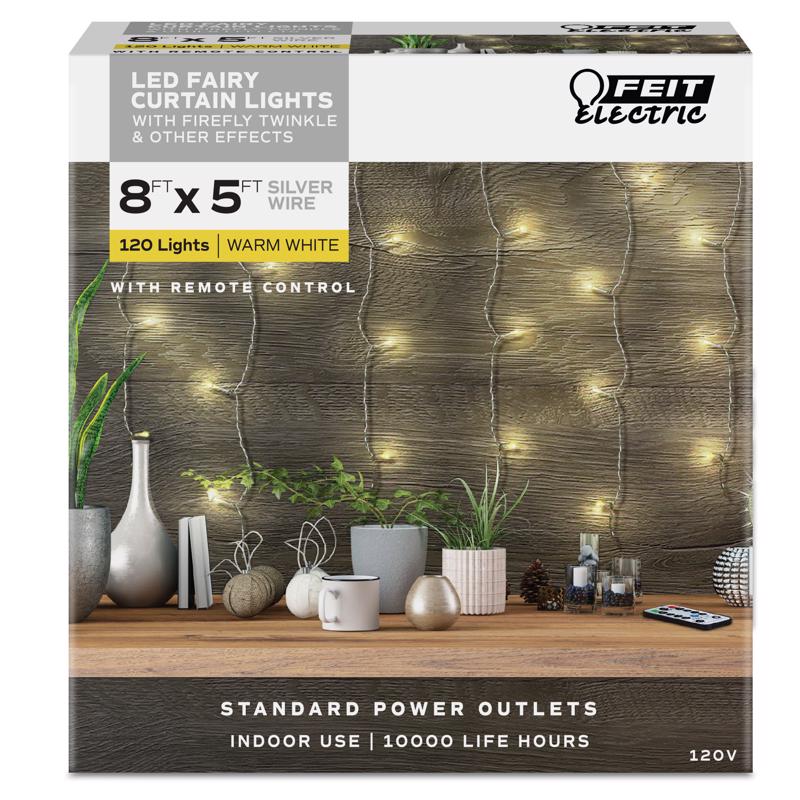 Feit LED Fairy String Light Curtain Warm White 5 ft. 120 lights