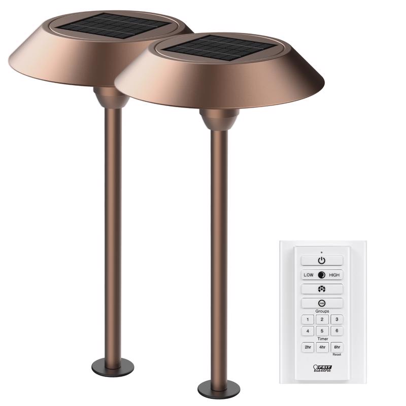 Feit OneSync Bronze Solar Powered 0.4 W LED Pathway Light 2 pk