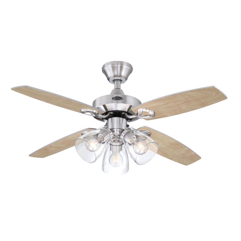 CEIL FAN 42" WHT NCKL