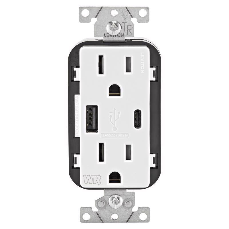 OUTLET/USB USB 15A WHT