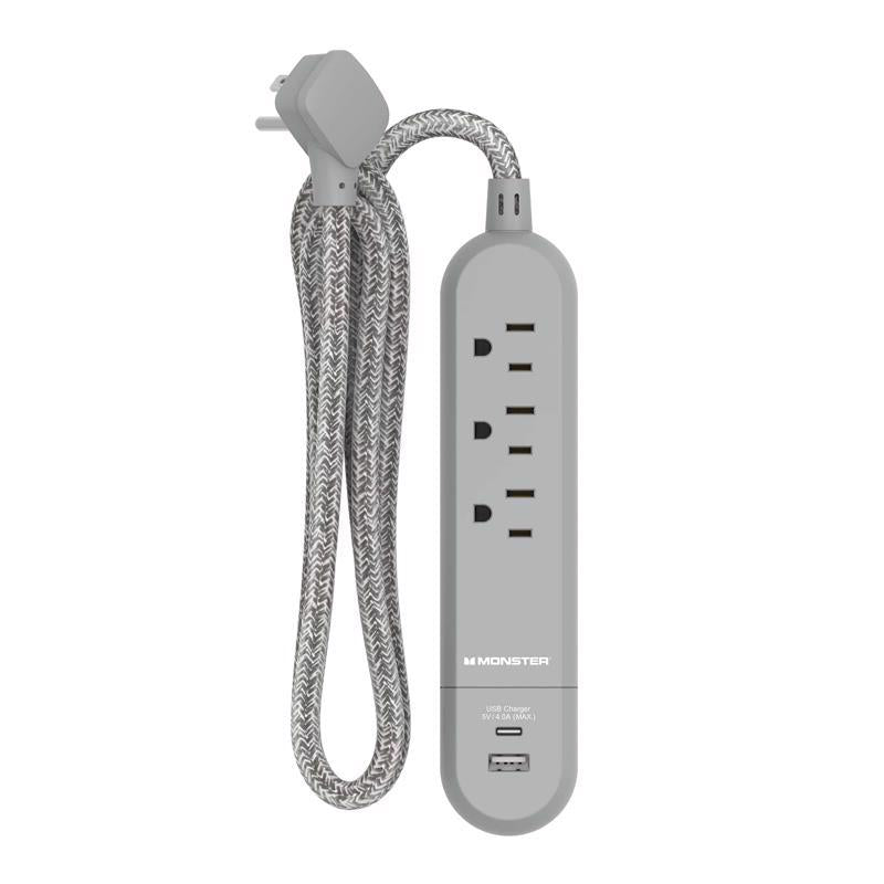 POWER STRIP W/USB 4' 3OU