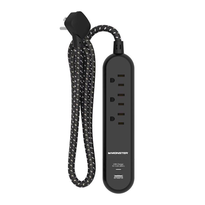 POWER STRIP W/USB 4' 3OU