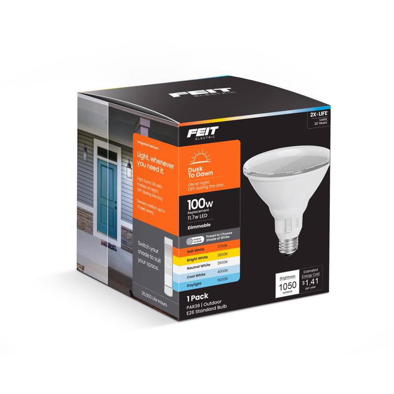 Feit PAR38 E26 (Medium) LED Dusk to Dawn Bulb Color Changing 100 Watt Equivalence 1 pk