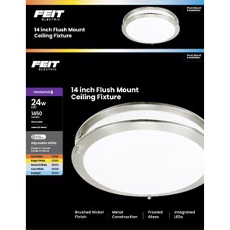 CEIL LIGHT BR NCKL 14"W