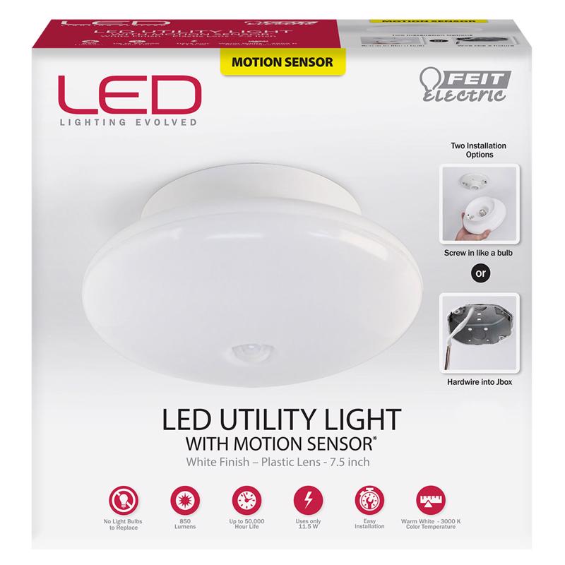Feit 3.8 in. H X 7.5 in. W X 7.5 in. L White Ceiling Light w/Motion Sensor