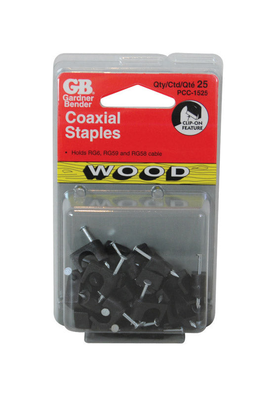 COAX STAPLE 1/4" BLK 1PK