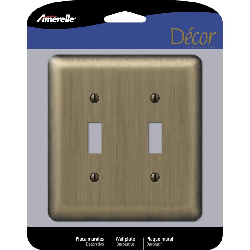 WALL PLATE 2G BRS TOGGLE