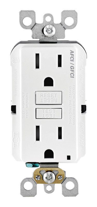 AFCI/GFCI OUTLET 15A WH