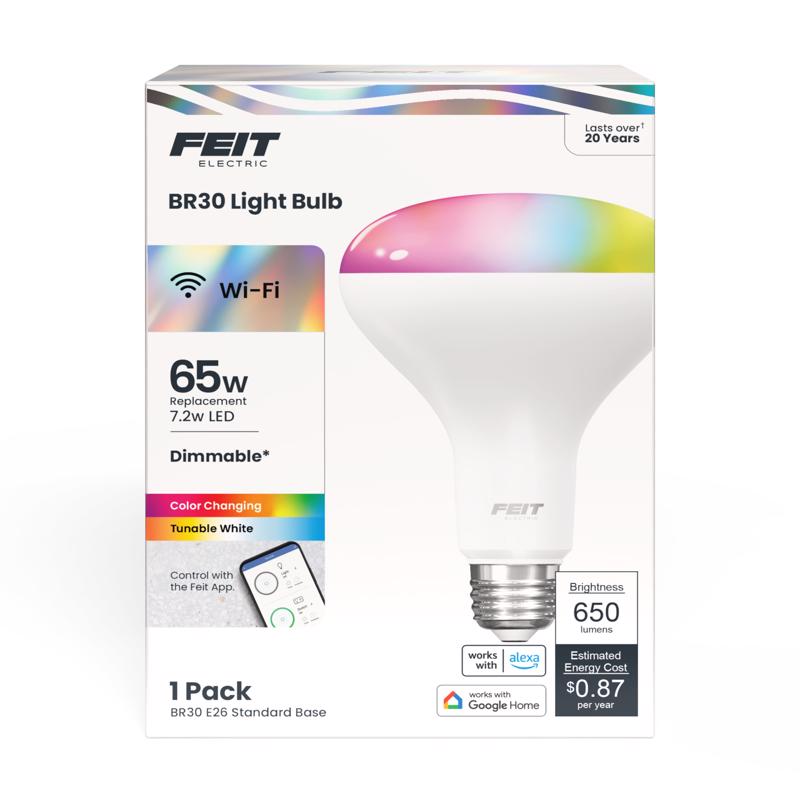 Feit Smart Home BR30 E26 (Medium) Smart-Enabled LED Bulb Color Changing 65 Watt Equivalence 1 pk