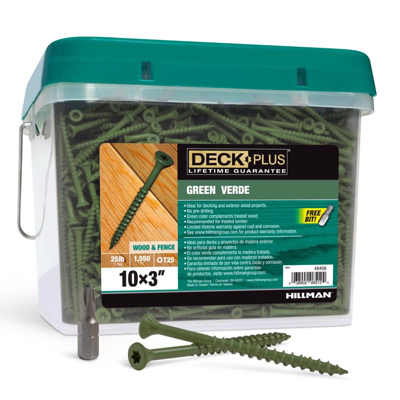DECK SCREW 10X3" GRN 25#