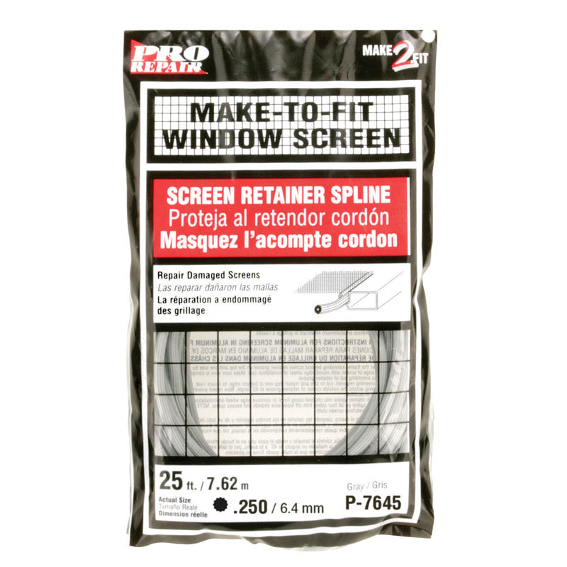 SPLINE SCRN 0.25X25' GRY