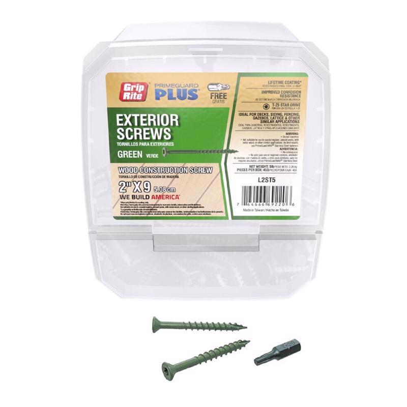 DECK SCREW STAR GRN 2"X9