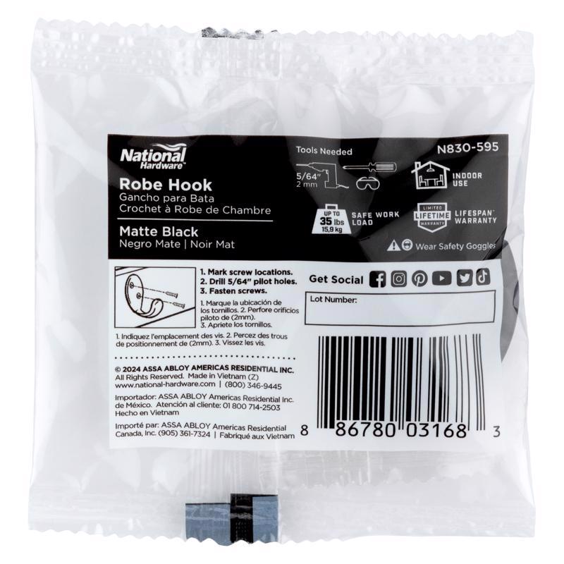 ROP HK MTL BLK 3.94" 2PK
