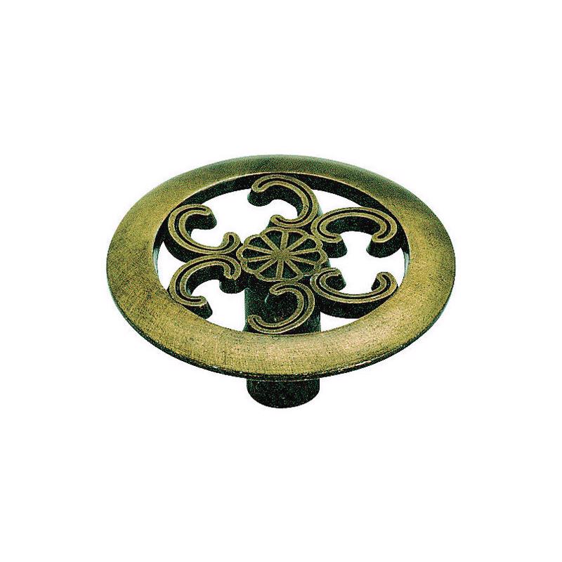 KNOB 1.5"RND ANT BRS