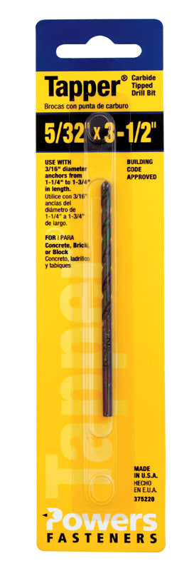 DRL BIT TAPR 5/32X3-1/2"