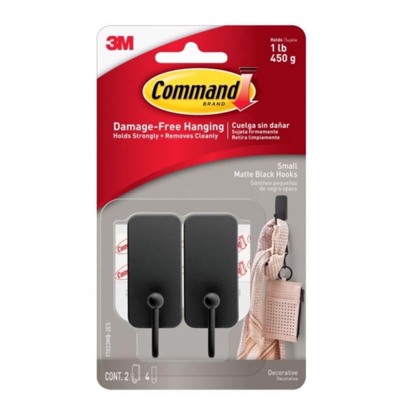 HOOK PLASTIC BLK SM 2PK