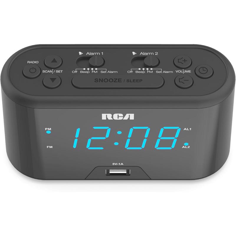 USB CHRG CLK RDO BK 4.9"