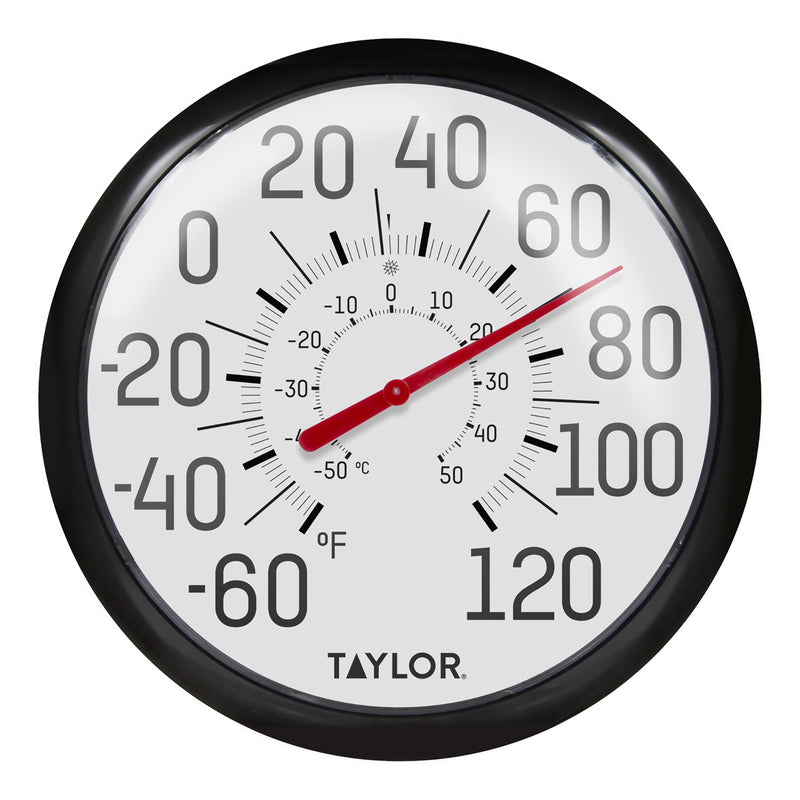 Taylor Dial Thermometer Plastic Black/White 13.25 in.