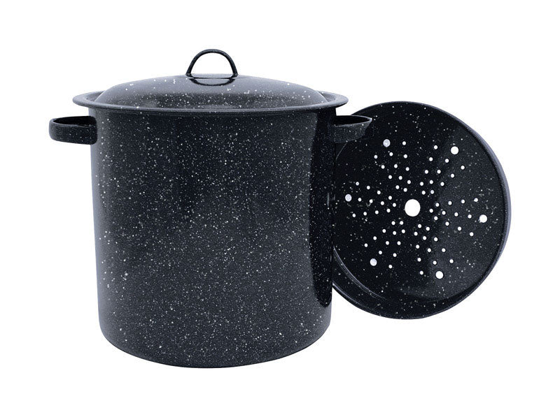 Granite Ware Aluminum Pot 10 in. 15.5 qt Black