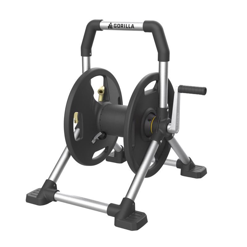 Gorilla 150 ft. Black/Gray Retractable Free Standing Hose Reel Cart