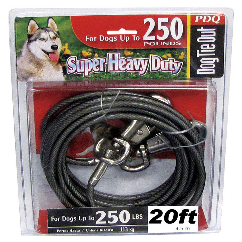 DOG TIE OUT 20' SLVR XL