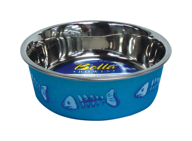 PET BOWL CAT 1C BLU FISH
