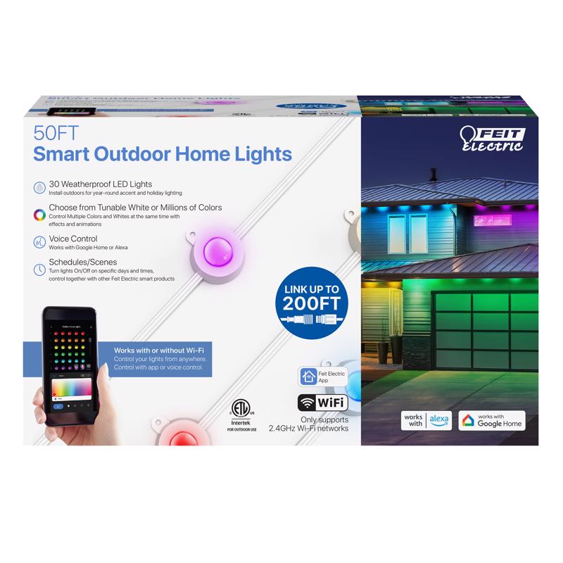 Feit Starter Kit LED Smart-Enabled Permanent Color Changing String Lights Multicolored 50 ft. 30 lig