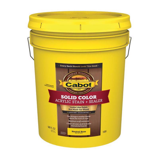 Cabot Solid Color Acrylic Stain & Sealer Solid Tintable Neutral Base Water-Based Acrylic Deck Stain
