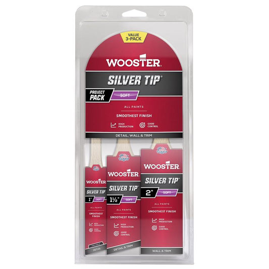 PAINT BRUSH SLVRTIP 3PK