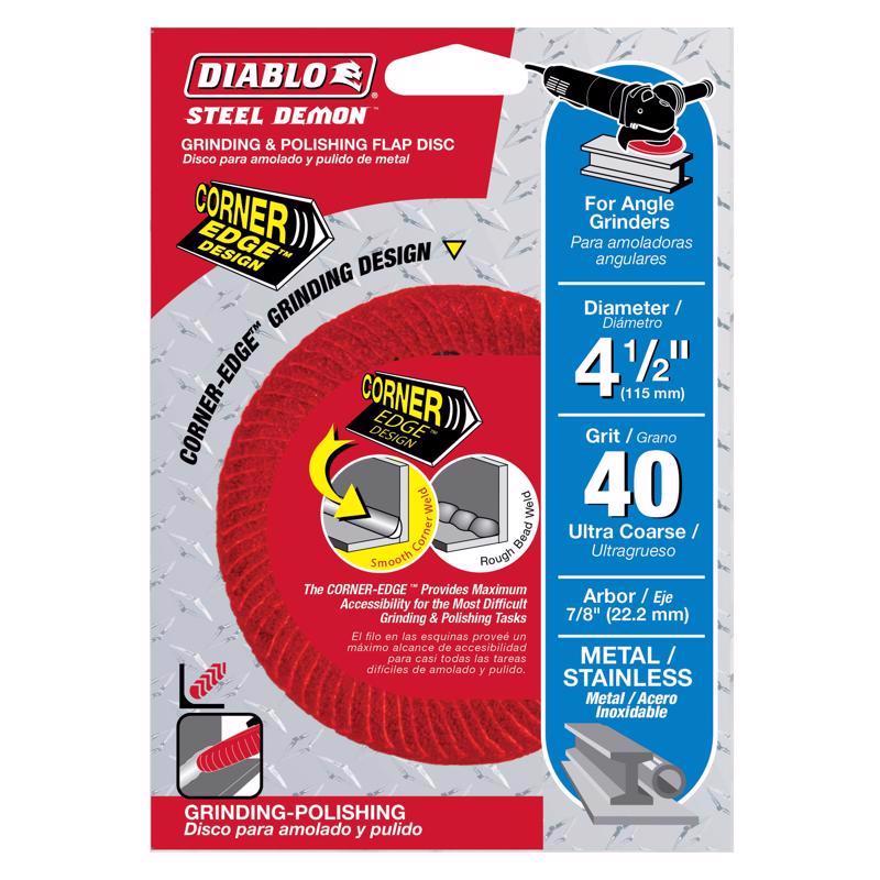 Diablo Steel Demon 4-1/2 in. Premium Zirconium Blend Bolt-On Flap Disc 40 Grit Ultra Coarse 1 pk