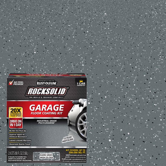 Rust-Oleum RockSolid High-Gloss Dark Gray Solvent-Based Polycuramine Garage Floor Coating Kit 90 oz