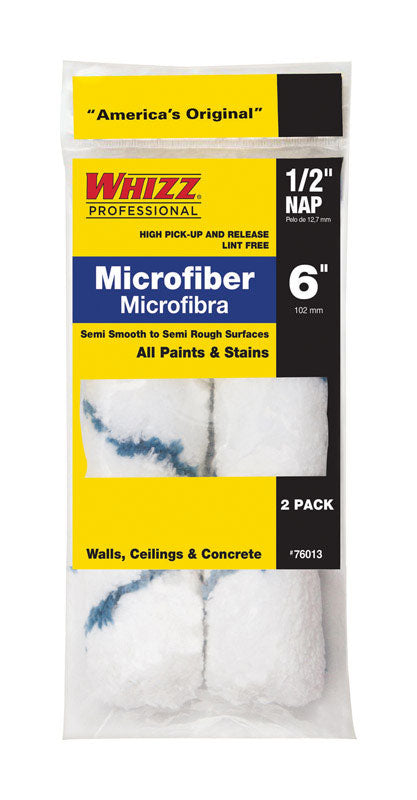 Whizz Microfiber 6 in. W X 1/2 in. Mini Paint Roller Cover 2 pk